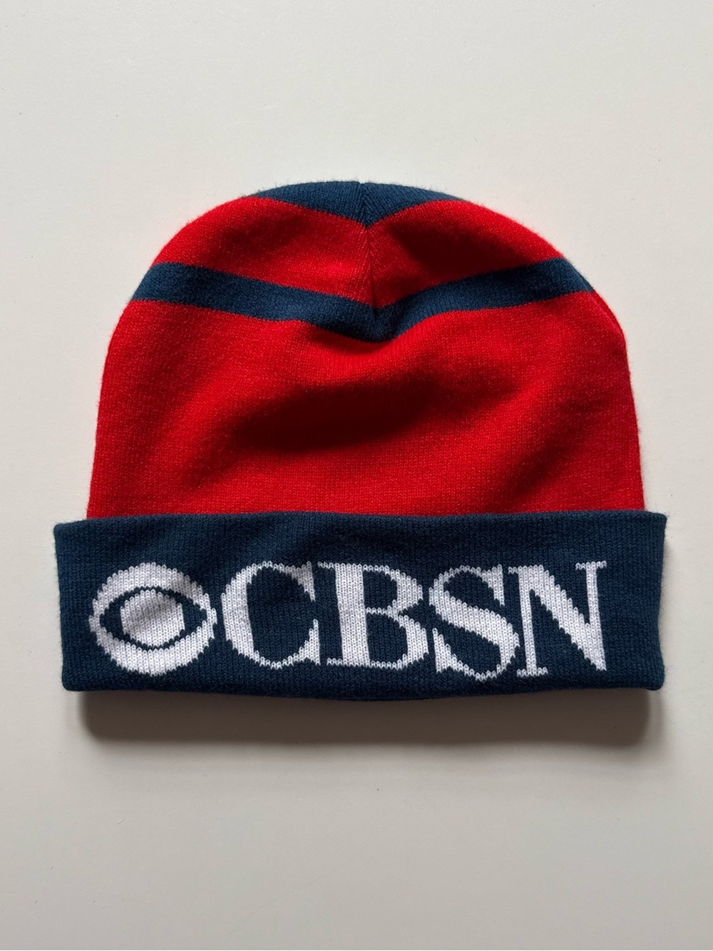 CBS News Adult Red & Navy Beanie Logo Hat - O/S